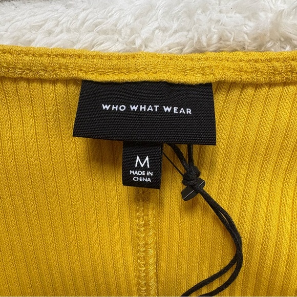 Who What Wear Yellow Eyelet Sleeve Blouse Womens Size Medium NWT - Picture 3 of 8